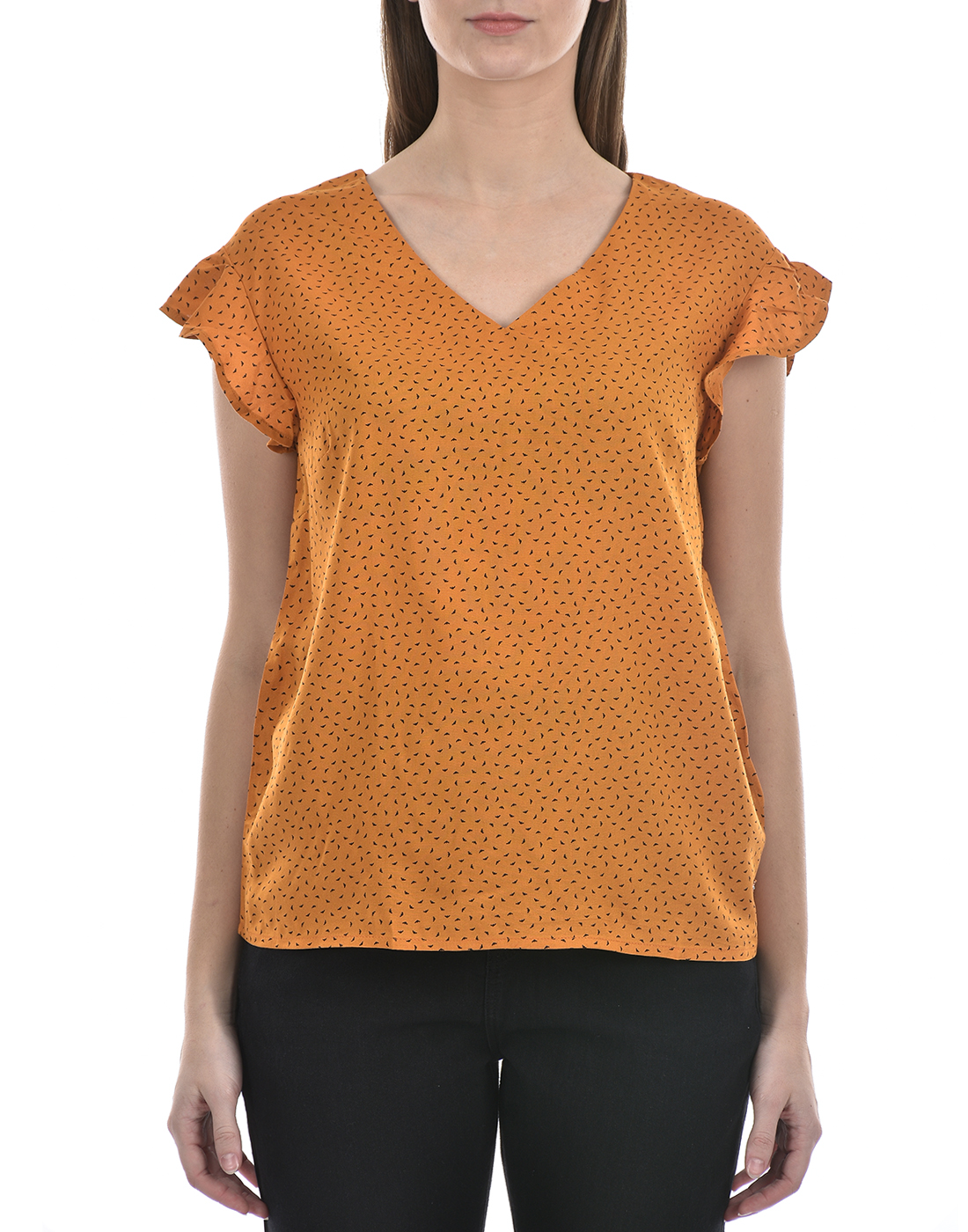 Numero Uno Women All Over Print Orange Top